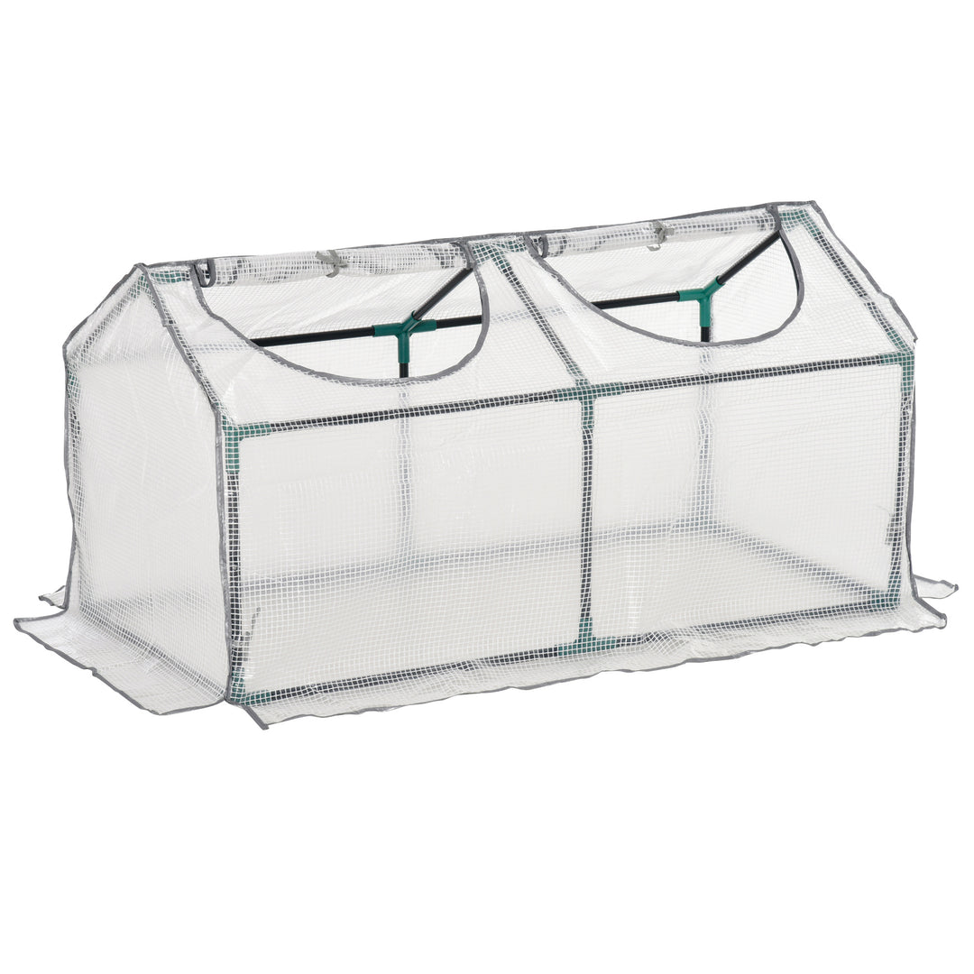 Mini Greenhouse Portable Flower Planter Tomato Vegetable House for Garden Backyard with Zipper 120 x 60 x 60 cm, White