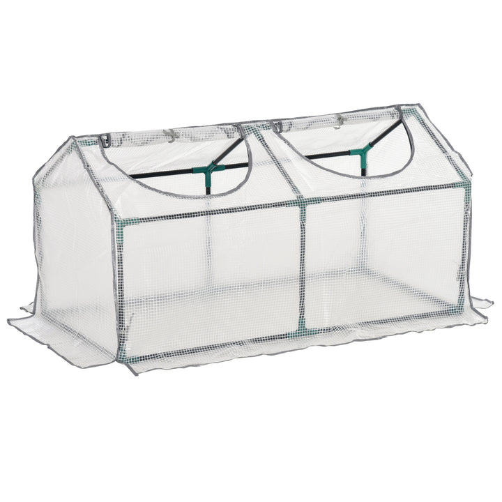 Mini Greenhouse Portable Flower Planter Tomato Vegetable House for Garden Backyard with Zipper 120 x 60 x 60 cm, White