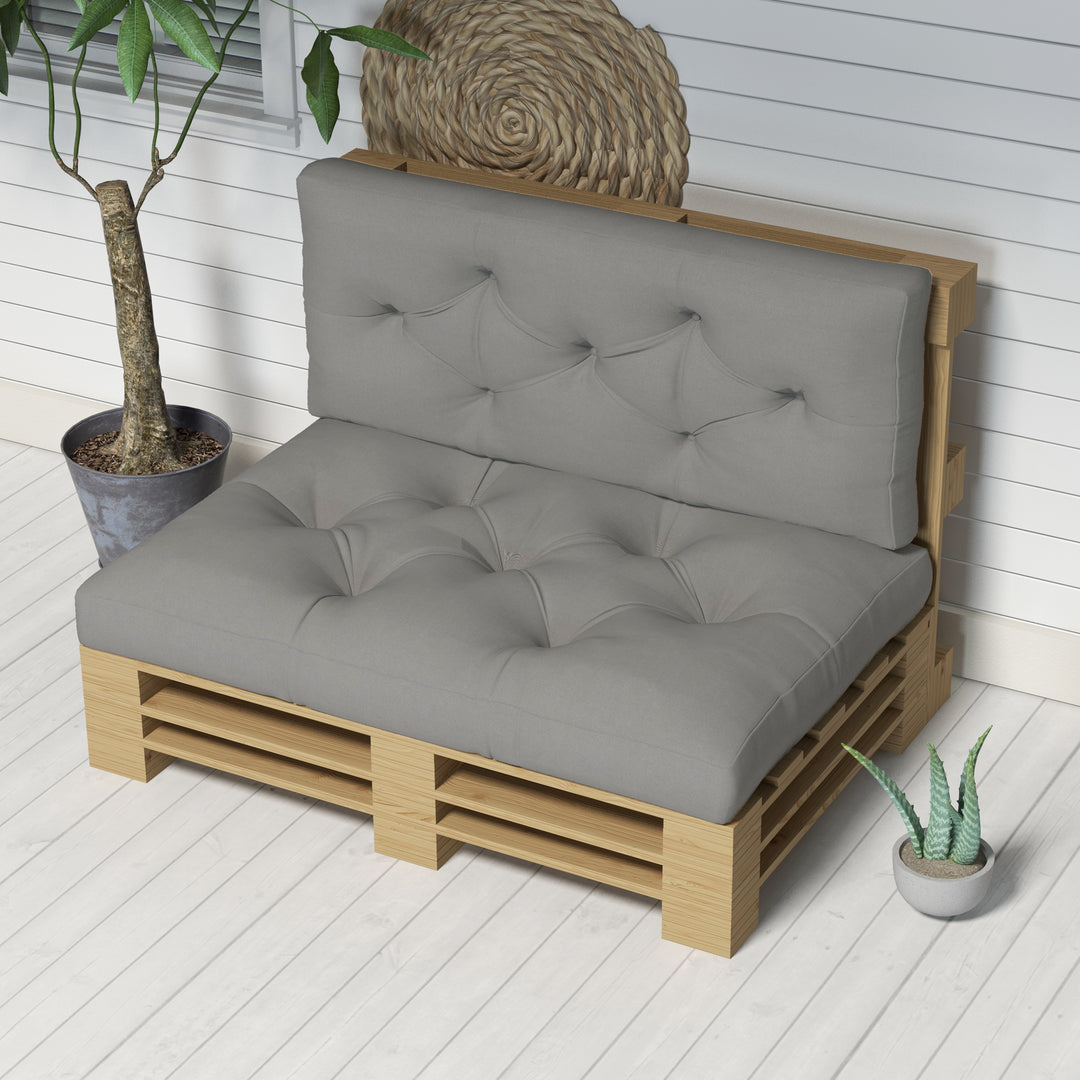 Seat and Back Padded Pallet Cushion Set - Light Grey