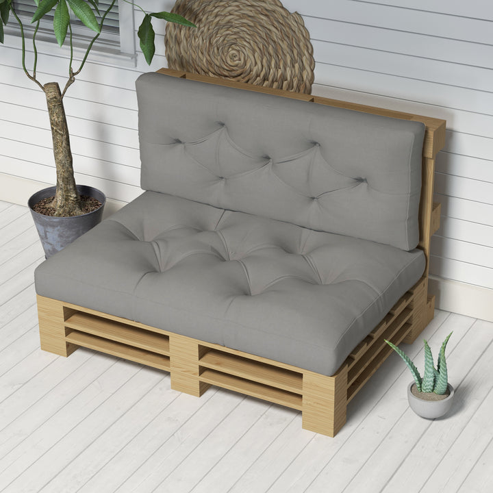 Seat and Back Padded Pallet Cushion Set - Light Grey