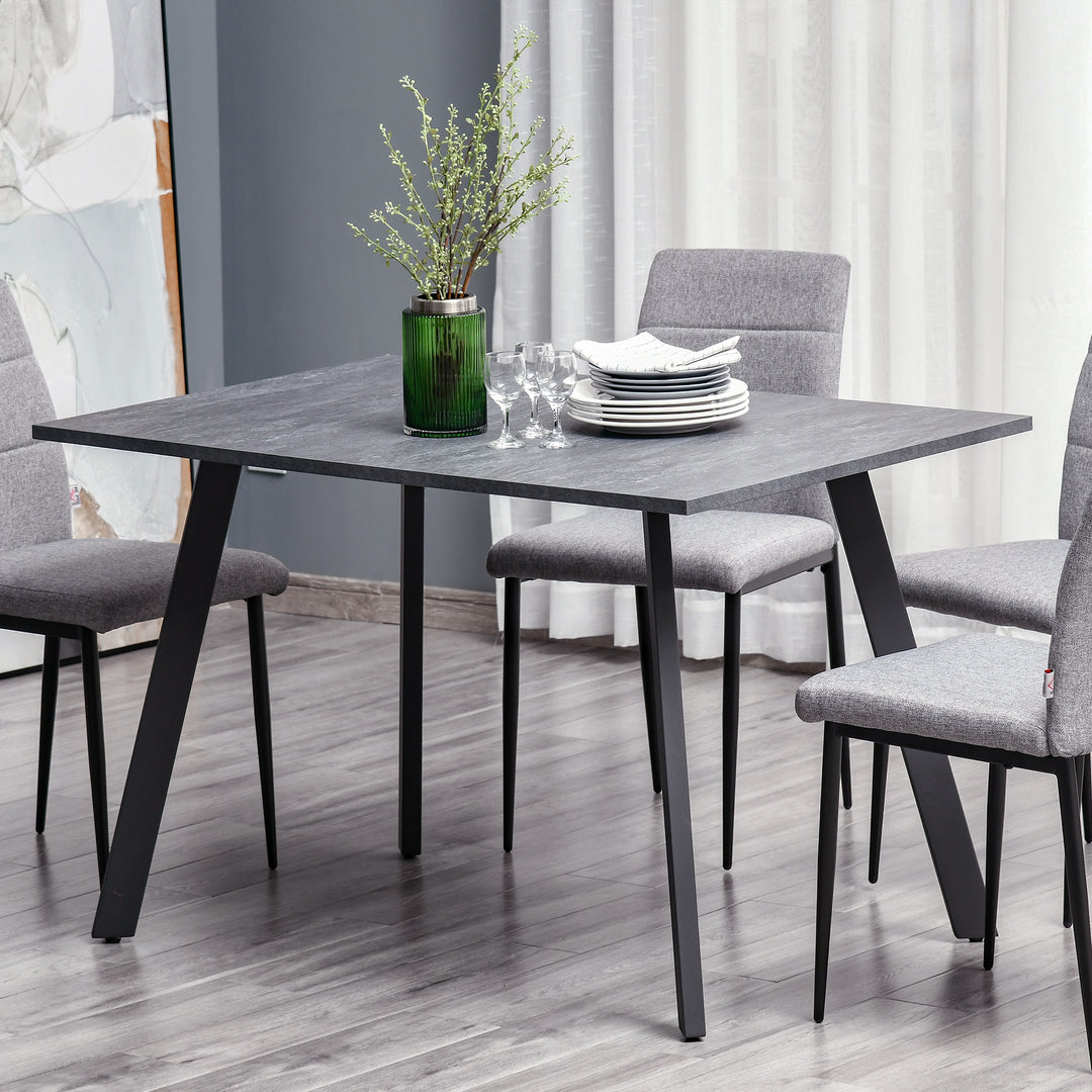 MCL Dining Table, Contemporary Rectangle Kitchen Table with Metal Legs and Spacious Tabletop for Dining Room, Living Room, Dark Grey