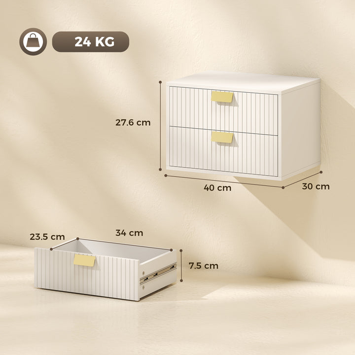 Modern Floating Nightstands Set of 2, Wall Mounted Bedside Tables with