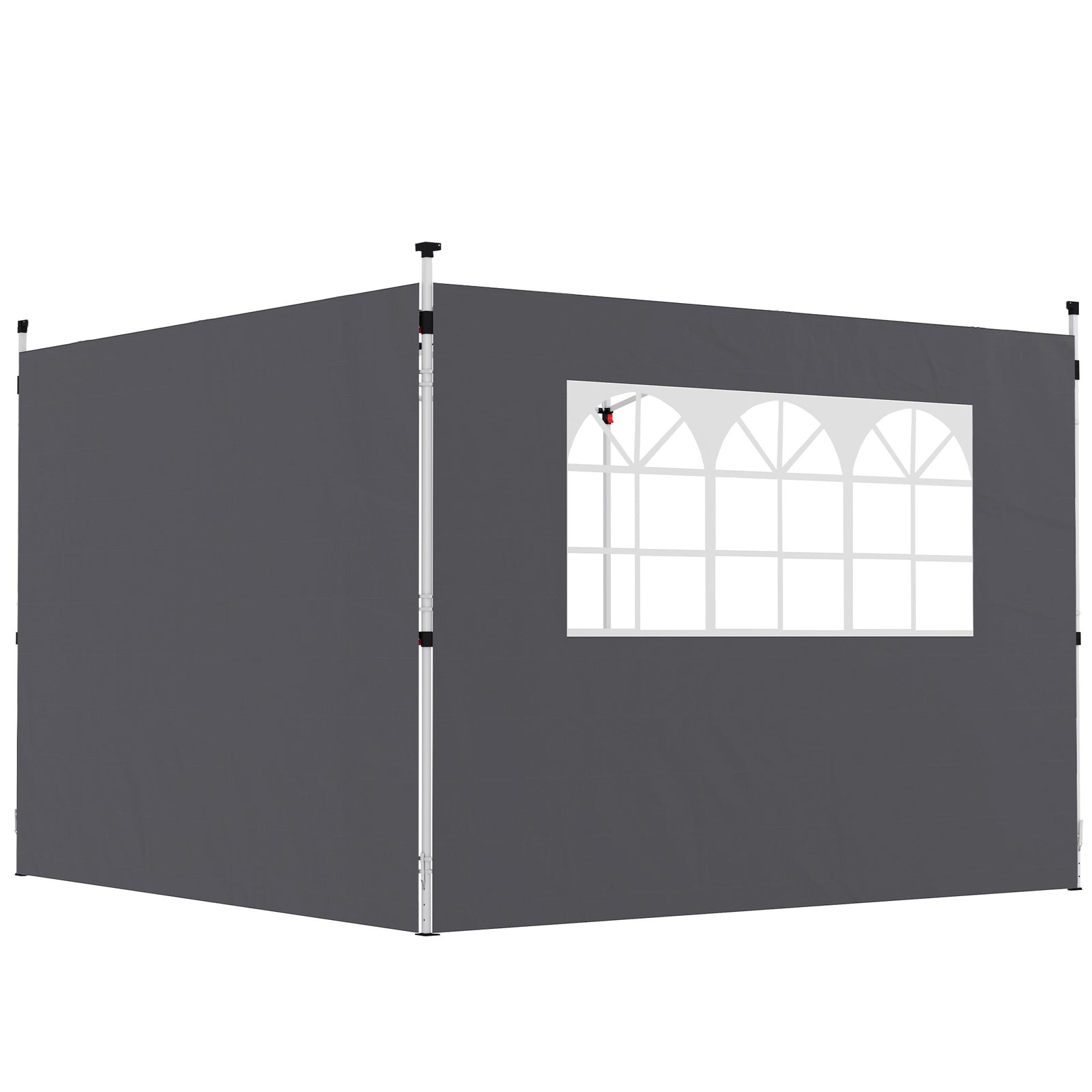 3 Meters Gazebo Replaceable Exchangeable Side Panel Wall Panels Walls With Window, Dark Grey