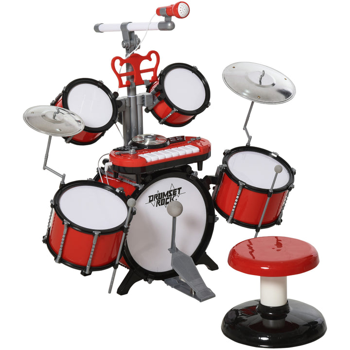 Kids Drum Set for Beginners, Drum Kit with Toy Microphone, Cymbal, Ped