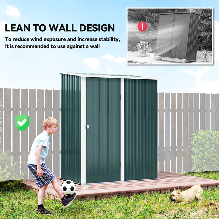 5.3 x 3.1ft Corrugated Steel Garden Shed - Green