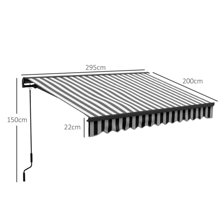3 x 2m Aluminium Frame Electric Awning, with Remote - Grey/White