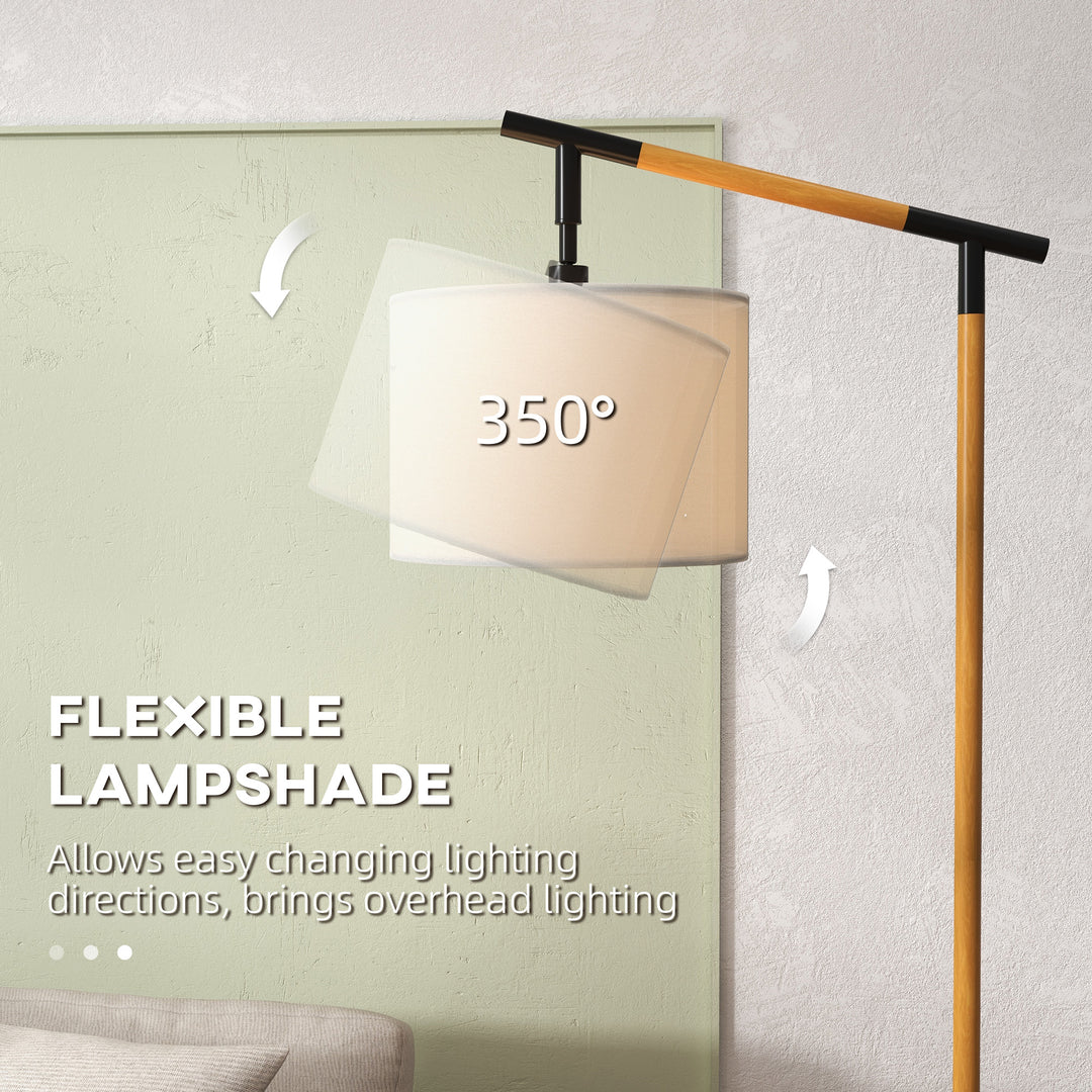 Metal Frame Floor Lamp with 350 Degree Rotating Lampshade, for Living Room and Bedroom, LED Bulb Included, Brown