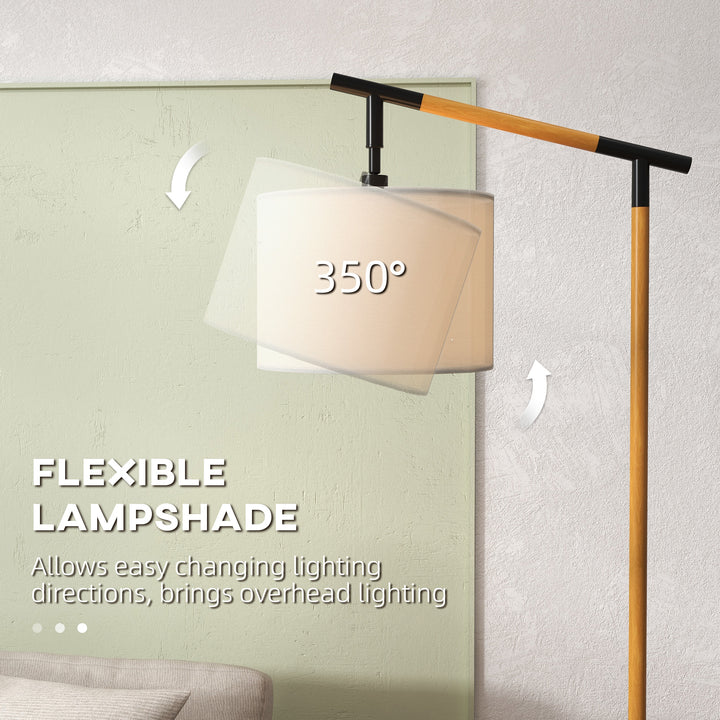Metal Frame Floor Lamp with 350 Degree Rotating Lampshade, for Living Room and Bedroom, LED Bulb Included, Brown