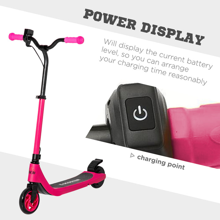 Electric Scooter, 120W Motor E-Scooter, Adjustable Height, Rear Brake for Ages 6+ Years - Pink