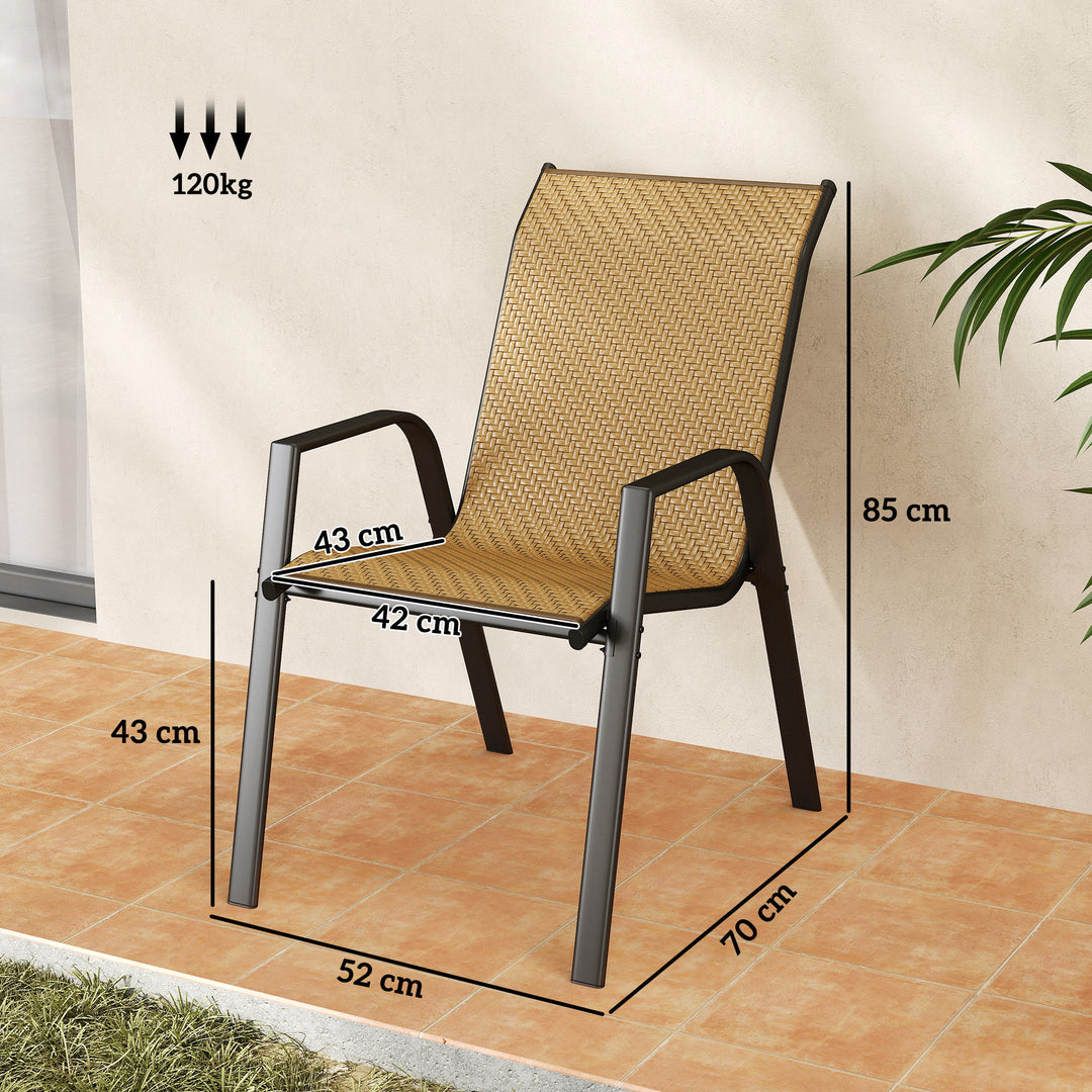 Four-Piece Stacking Rattan Garden Seat Set - Khaki
