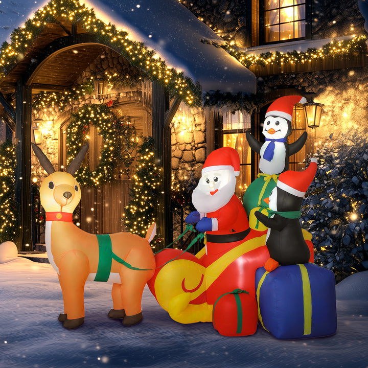 Outsunny 6ft Inflatable Santa Sleigh Decoration, with Accessories