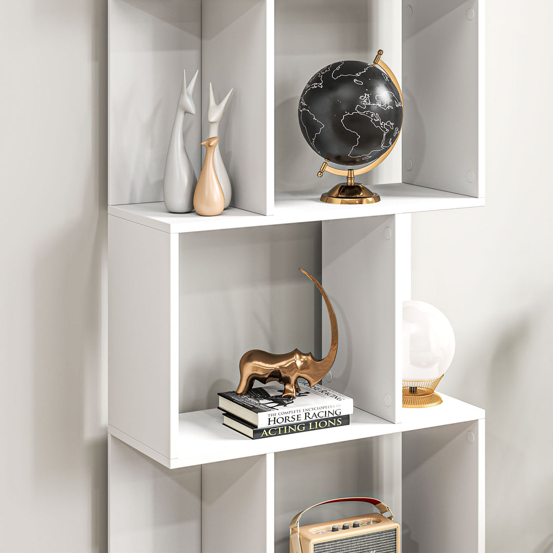 Bookcase, S-Shaped Wooden Bookshelf, 5 Tiers Freestanding Storage Shel