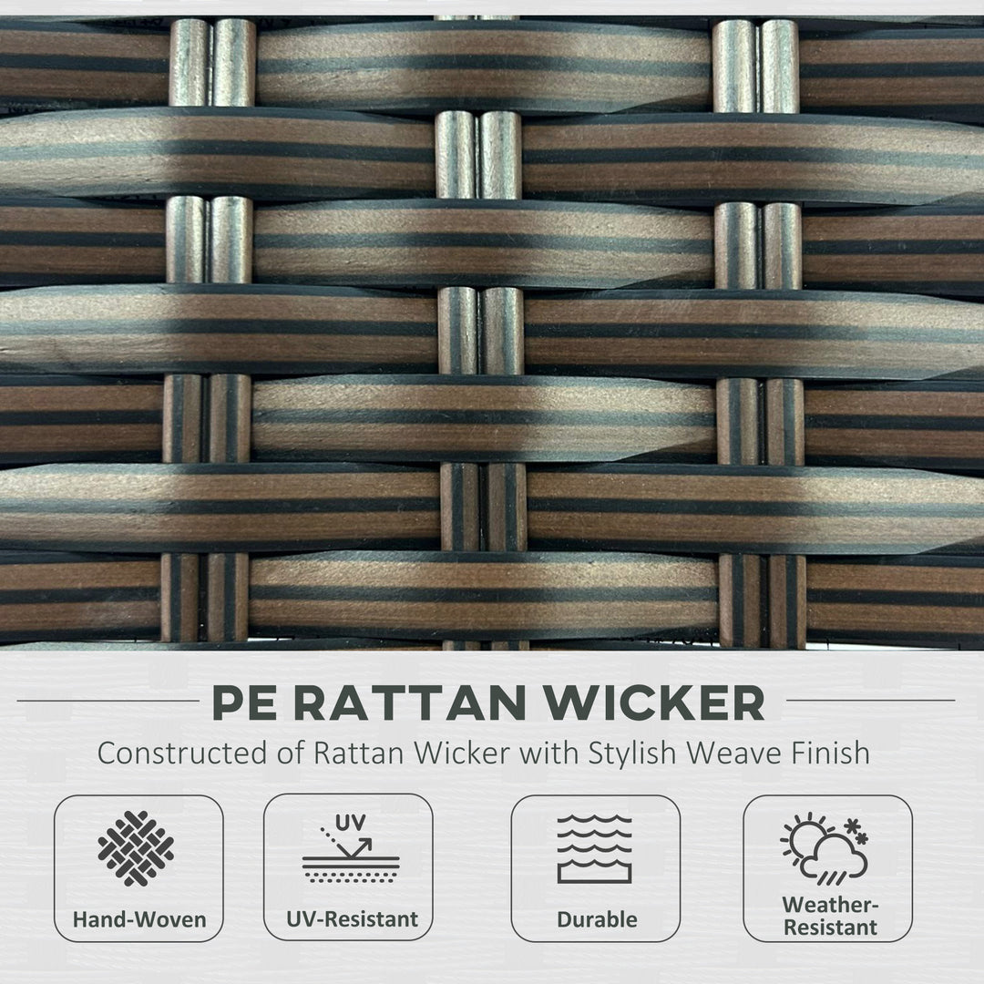 Seven-Piece Rattan Garden Set, with Glass-Top Table - Brown/Beige