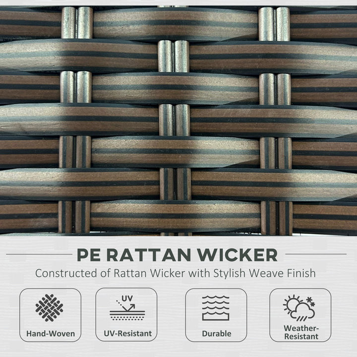 Seven-Piece Rattan Garden Set, with Glass-Top Table - Brown/Beige
