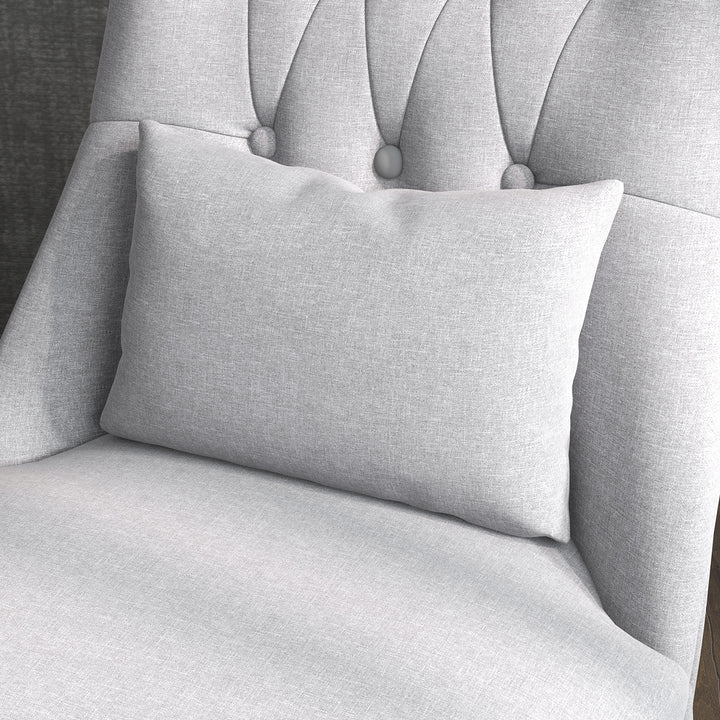 Fabric Single Sofa, Tub Chair, Upholstered Bedroom Chair with Pillow, Solid Wood Leg for Home, Living Room, Dining Room, Set of 2, Grey