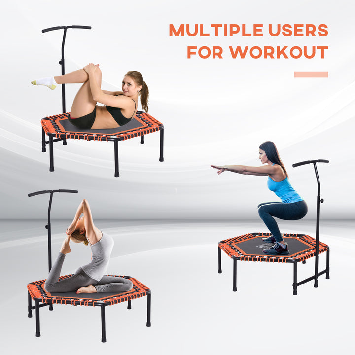 Mini Trampoline W/Adjustable Handle Bar - Black/Orange