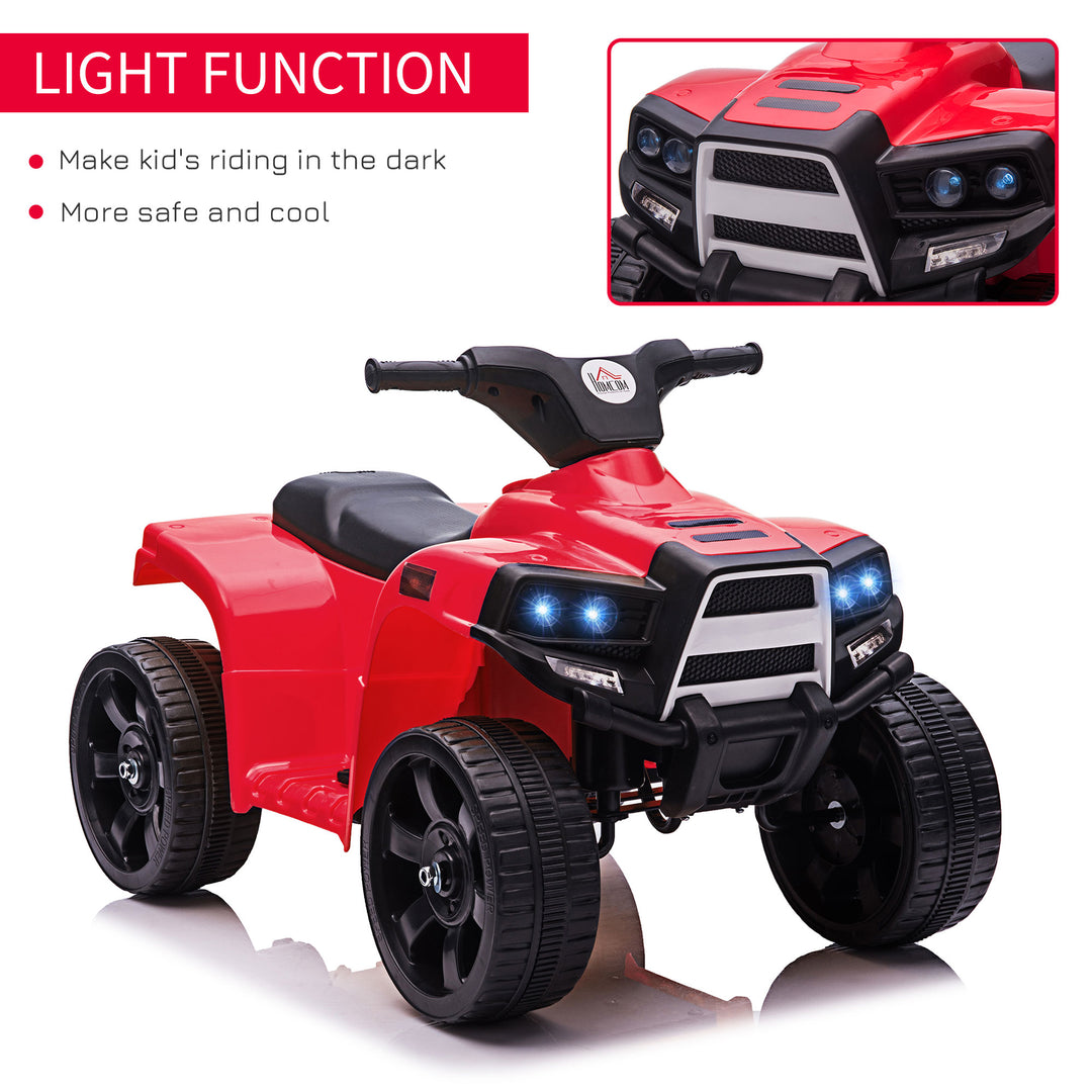 6V Kids Electric Ride on Car, ATV Toy, Quad Bike with Headlights, Horn, for Toddlers 18-36 Months Red
