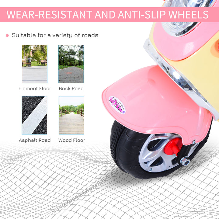 MCL Kids Electric Ride On Toy Car 6V Electric Motorbike with Chargeable Battery Headlight and Music for 3-5 Years - Pink
