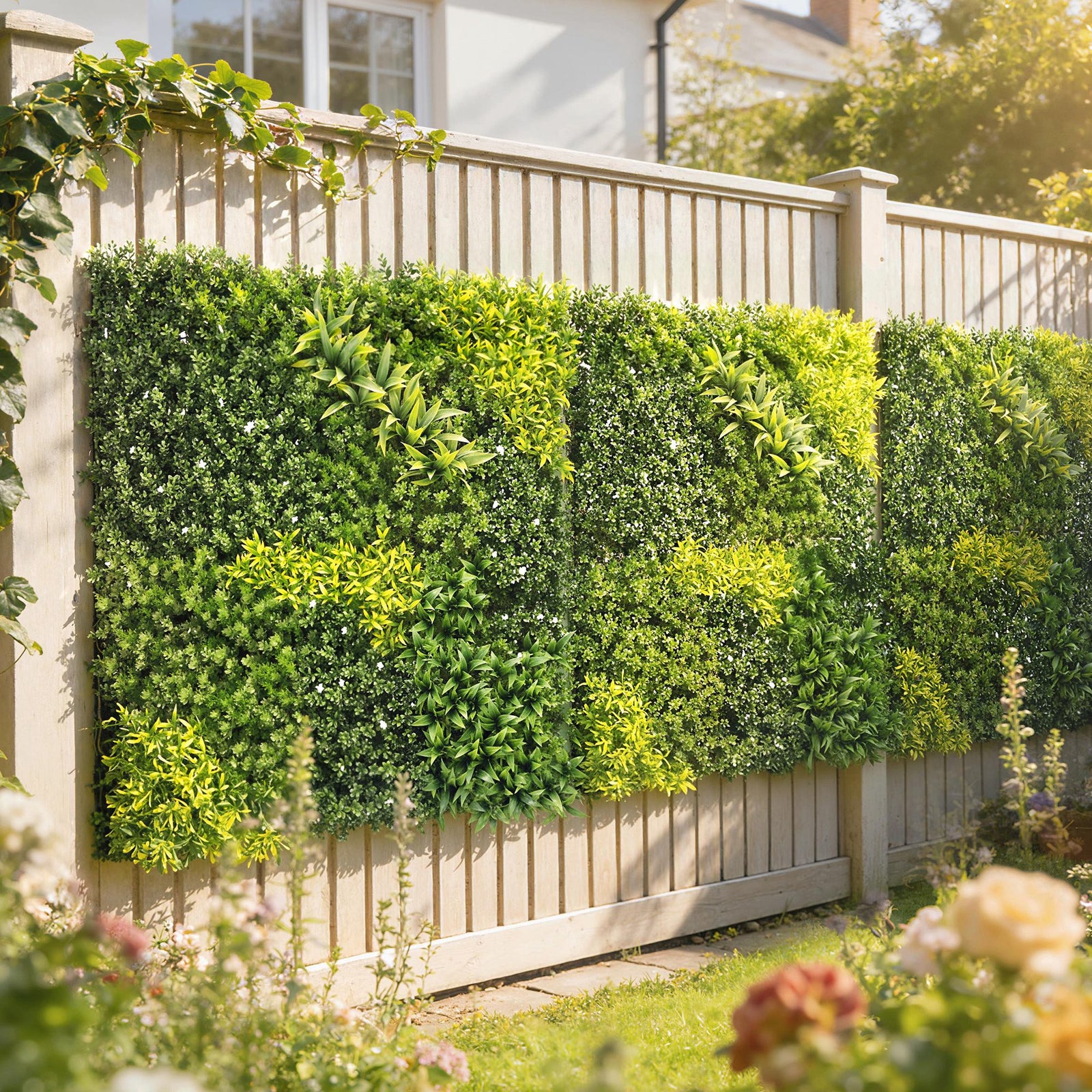Artificial Plant Wall Panel, 100x100 cm Artificial Grass Backdrop Wall