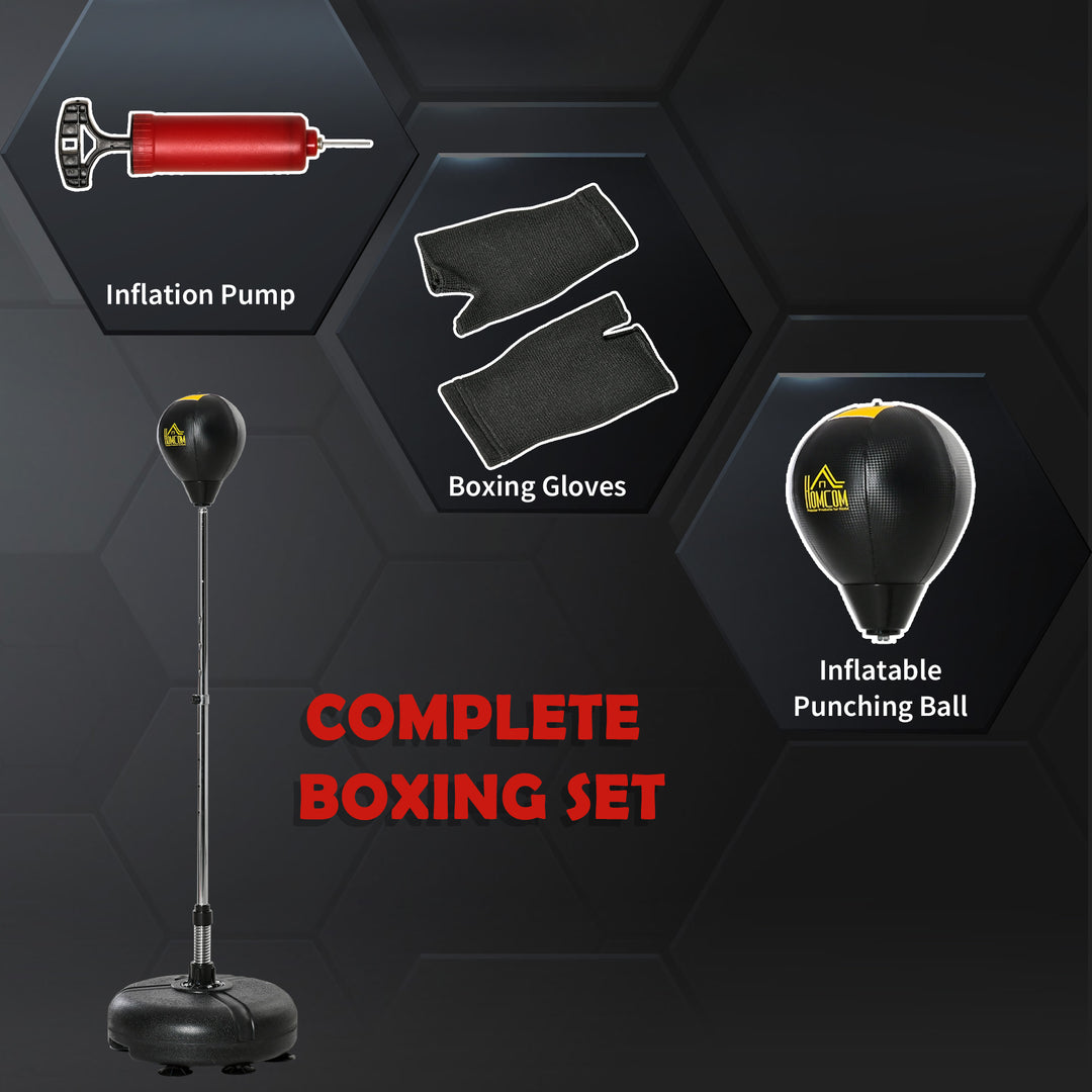 Punching Bag with Stand, 133-151cm Adjustable Height, for Teens, Gold Tone/Black
