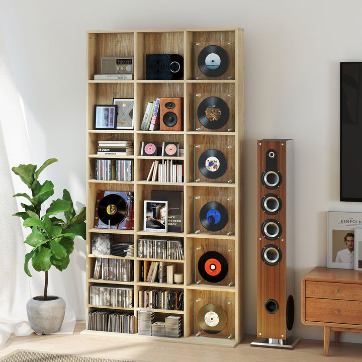 CD Storage Unit with Adjustable Shelves, 102 x 195 cm, Oak Tone