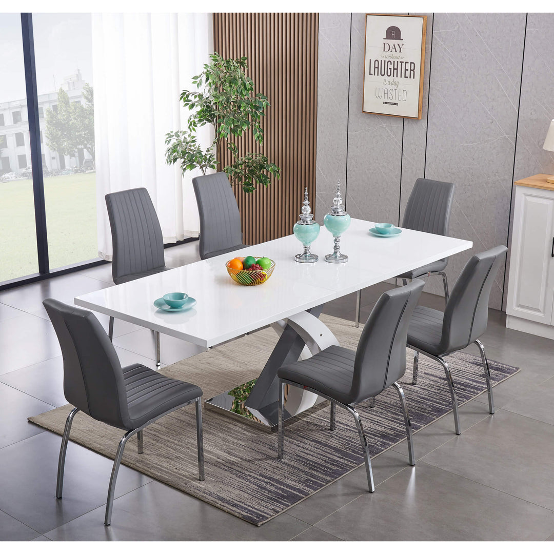 Zurich Extending Dining Table High Gloss White & Grey