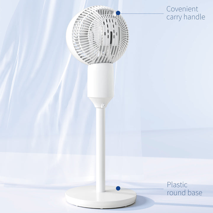 9" Pedestal Fan, 70° Oscillation 90° Vertical Tilt Oscillating Air Circulator with 3 Speeds, Standing Fan for Home Office, Bedroom, White