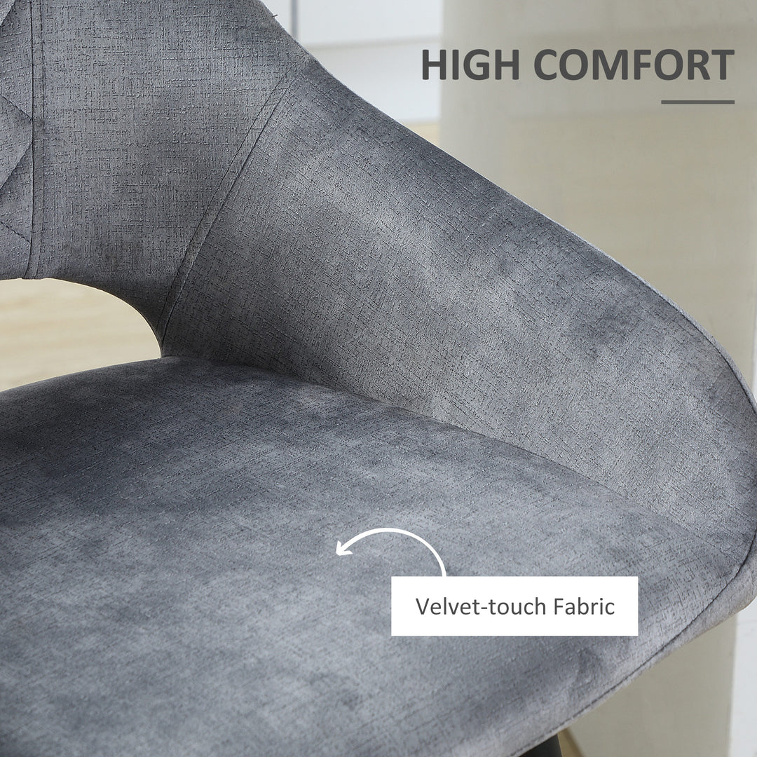 MCL Bar Stools Set of 2, Velvet-Touch Fabric Counter Height Bar Chairs, Kitchen Stools with Steel Legs for Dining Area, Kitchen Island Barstools, Grey