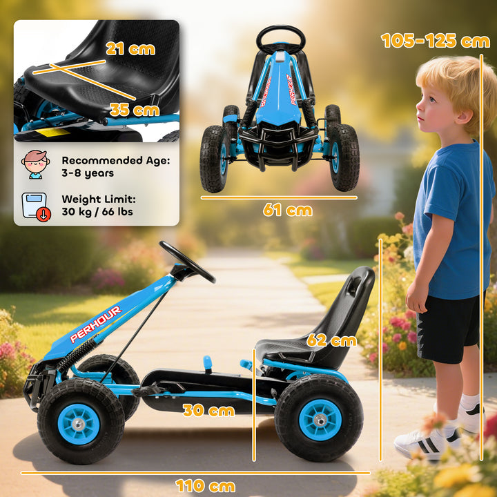 Kids Pedal Go Kart with Adjustable Seat, EVA Tyres, Manual Clutch, Bra