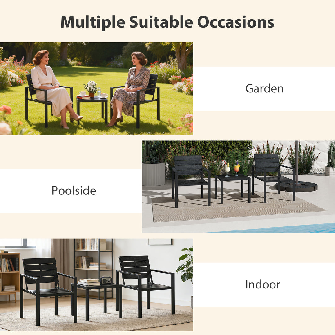 3 Pieces Garden Bistro Set for 2, Outdoor Bistro Table and Chairs with