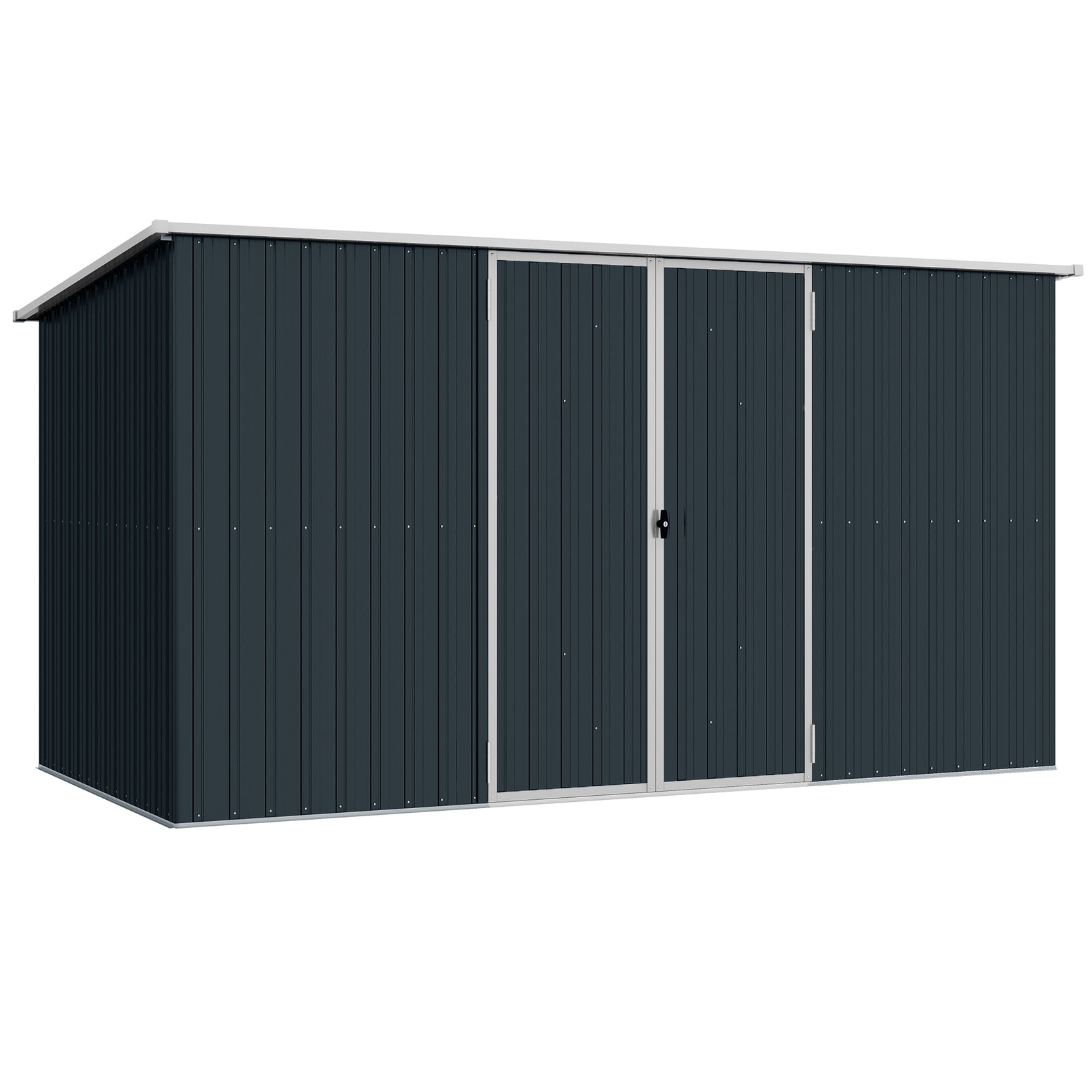 11 x 5.6ft Galvanised Steel Garden Shed, Metal Shed, Garden Storage Shed with Lockable Doors and Gloves for Outdoor Patio, Garden, Grey
