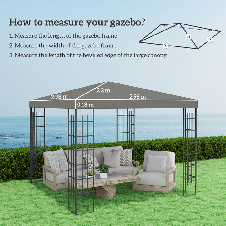 3 x 3(m) Gazebo Frame Replacement - Grey