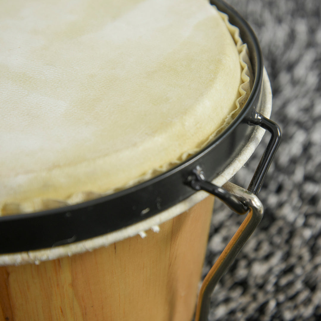 Wooden Bongo Drum Set 7.75" & 7" w/ Drum Head, Percussion Instrument, Drums, Tuning Wrench For Adults Beginners