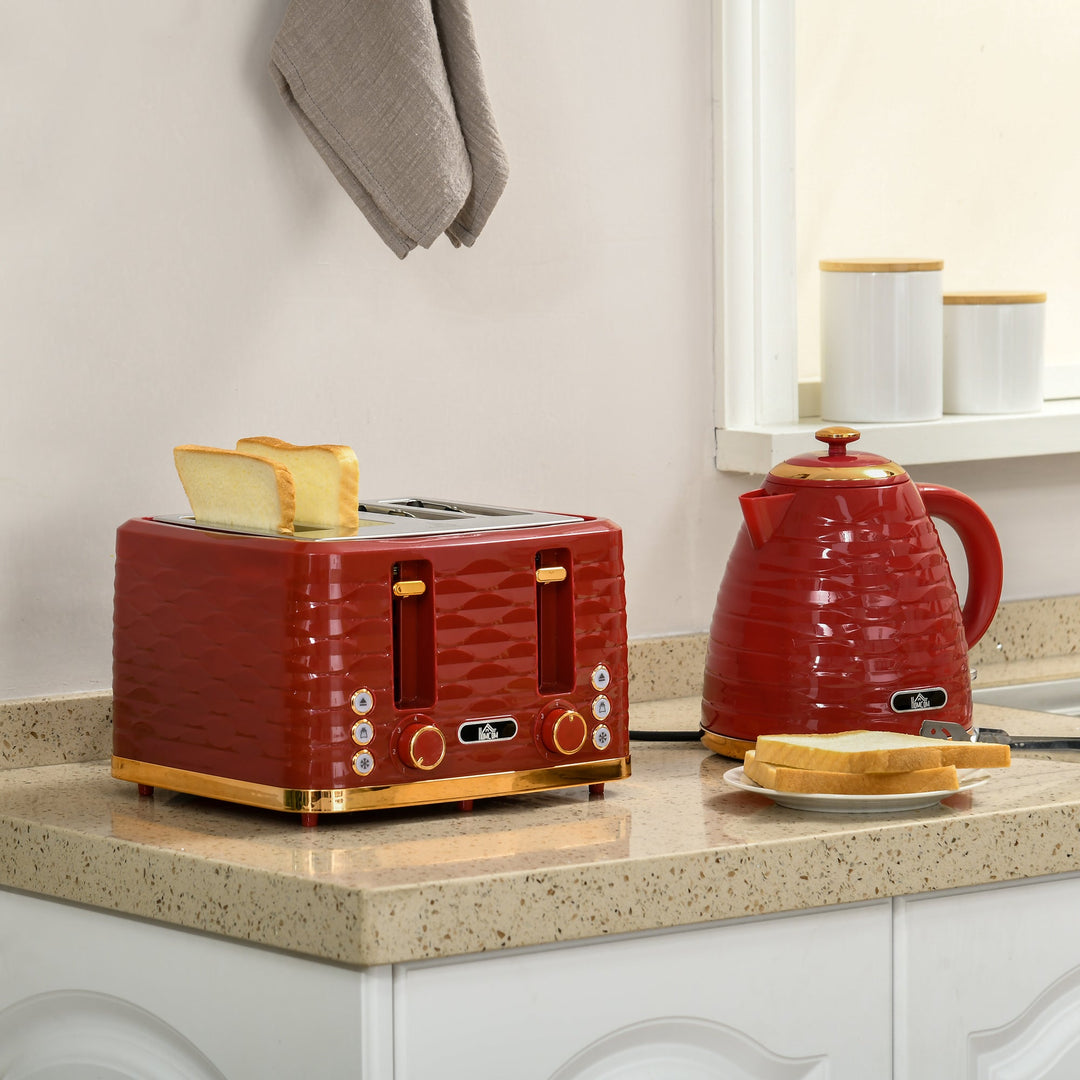 3000W 1.7L Rapid Boil Kettle &amp; 4 Slice Toaster, Kettle and Toaster Set with 7 Browning Controls and Crumb Tray