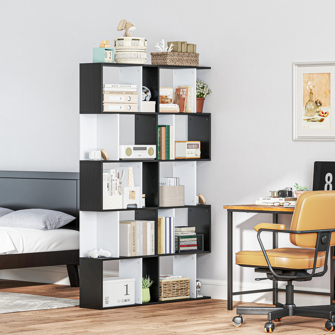 MCL Small Narrow Bookshelf Compact 5/6 Tiers Freestanding Home Office Studio Black and White
