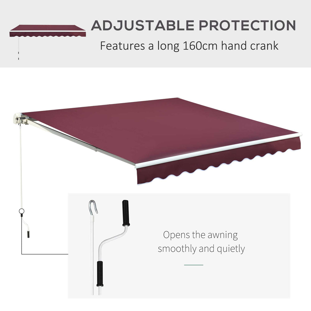 Outsunny Waterproof Manual Retractable Awning, 3x2.5m Sun Shade Canopy for Garden Patio, UV Protection, Red | Aosom UK