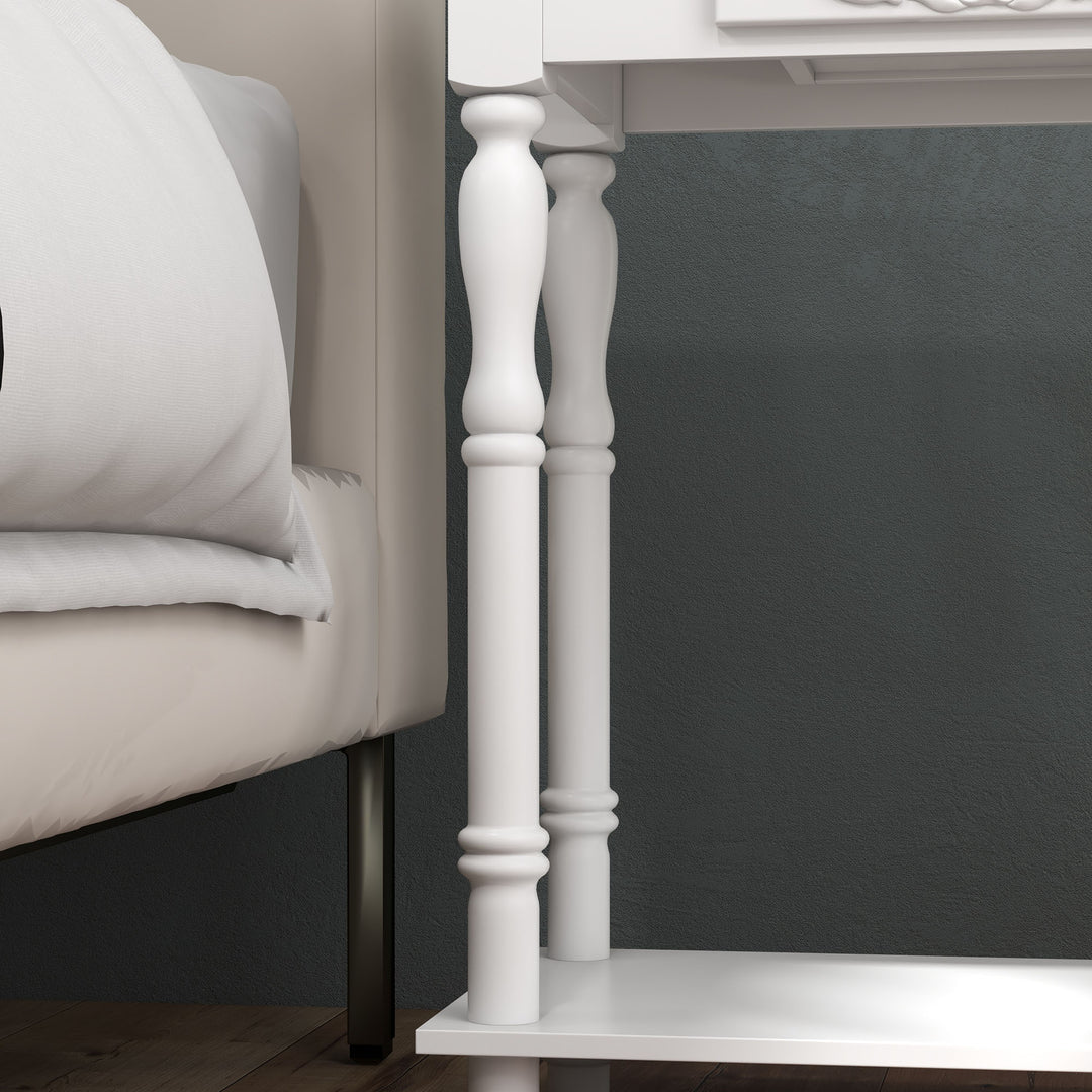 MCL Console Table Modern Sofa Side Desk with Storage Shelves Drawers for Living Room Entryway Bedroom White