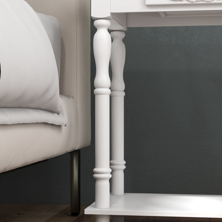 MCL Console Table Modern Sofa Side Desk with Storage Shelves Drawers for Living Room Entryway Bedroom White