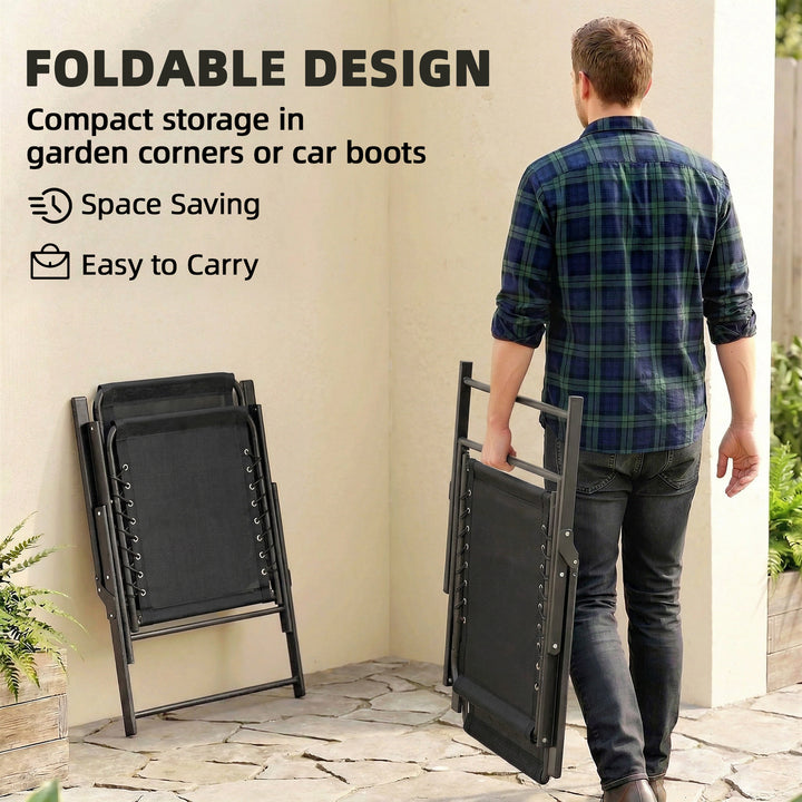 Folding Garden Chairs Set of 2, Outdoor Dining Chairs with Wide Textel