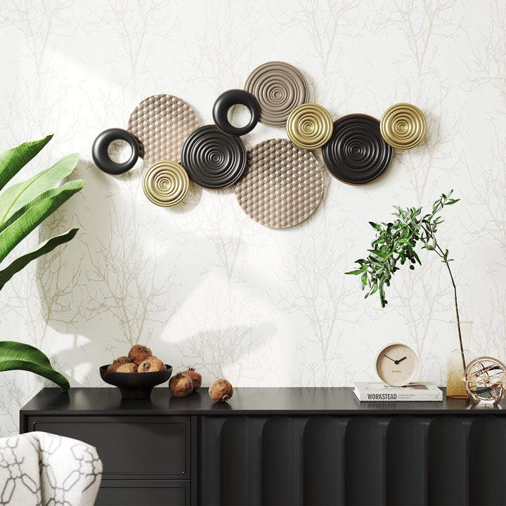 Metal Wall Art, Modern Hanging Wall Decor with Multi-Disc Design for Living Room Bedroom Dining Room