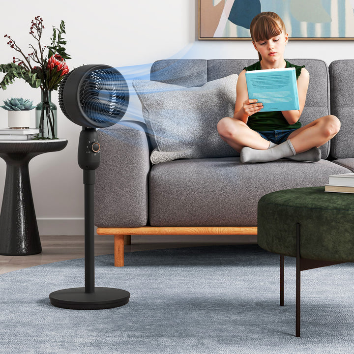 Pedestal Fan, Powerful Air Circulator, 12 Inch Floor Standing Fan with 3 Speed Settings, Oscillating Function for Bedroom, Home and Office, Black