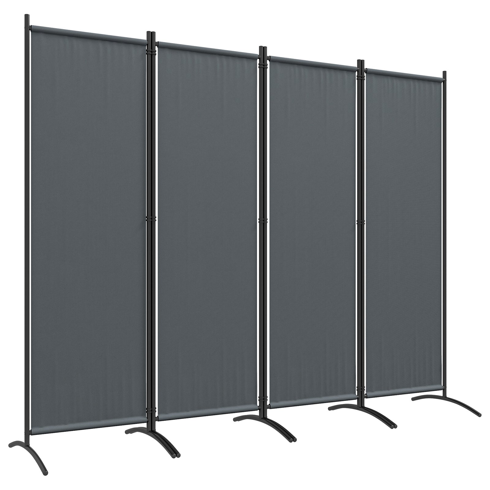 4 Panel Folding Garden Divider, 1.7m Privacy Screen with Wide Feet, Portable Freestanding Privacy Panel for Deck, Pool, Hot Tub, Dark Grey