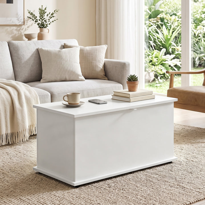 Storage Chest, 102L Blanket Box, Shoe Bench with Safety Hinged Lid, Be