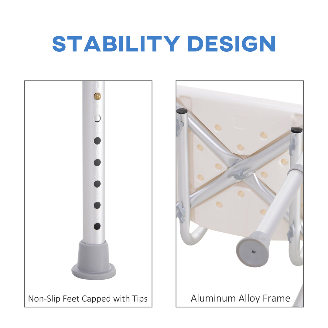 HOMCOM Adjustable Bath Perch: Secure Shower Stool for Elderly Care, Bathroom Safety Aid | Aosom UK