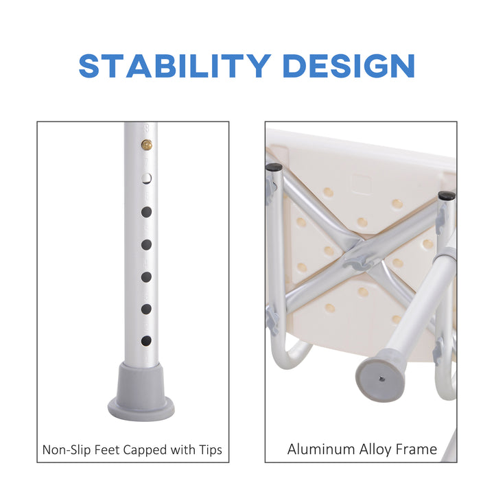 HOMCOM Adjustable Bath Perch: Secure Shower Stool for Elderly Care, Bathroom Safety Aid | Aosom UK