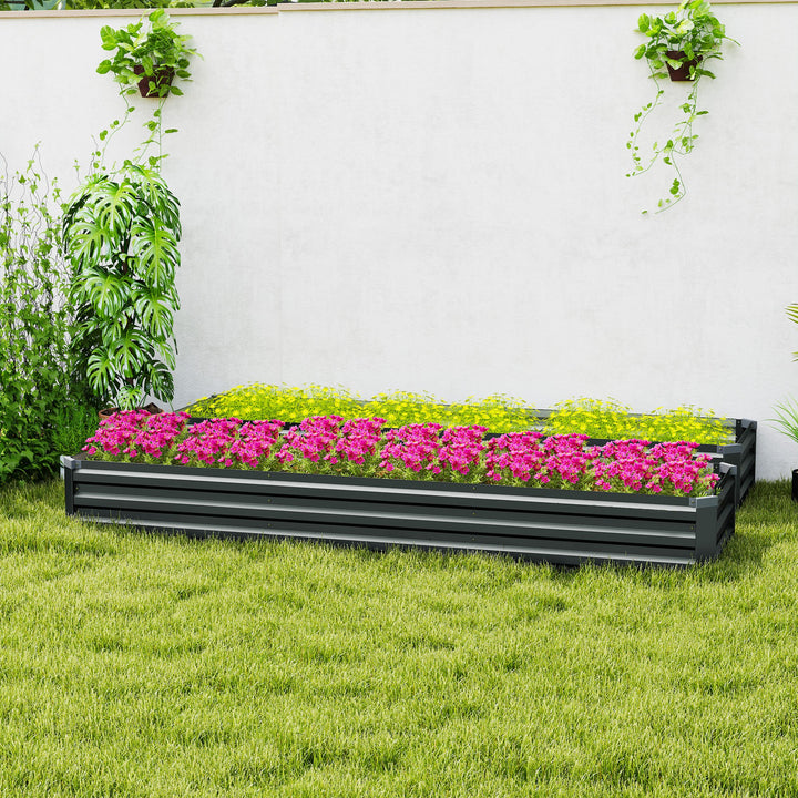 60 x 240cm Galvanised Steel Planter, with Open Bottom, Pack of 2