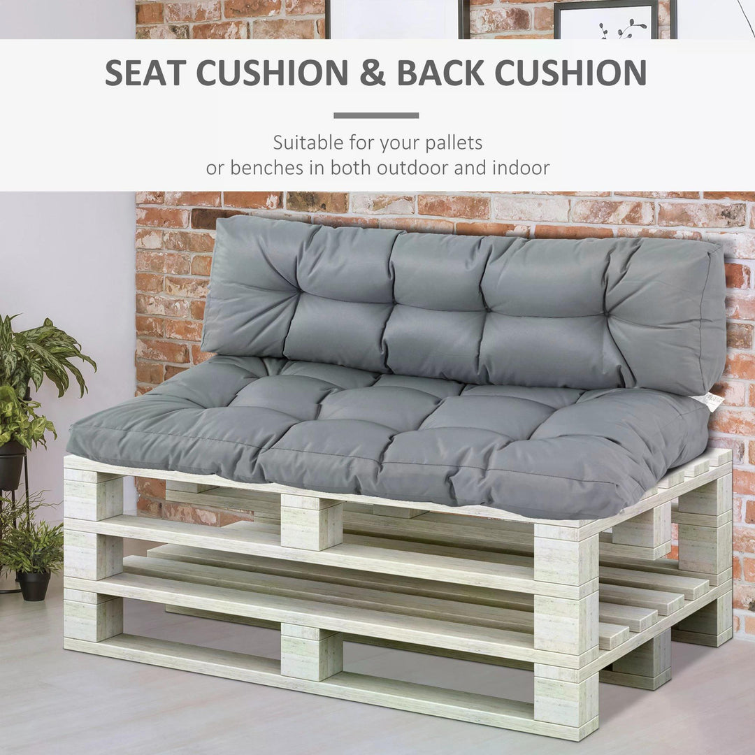 2Pcs Garden Tufted Pallet Cushions Seat Pad Back Cushion Indoor Outdoor Grey