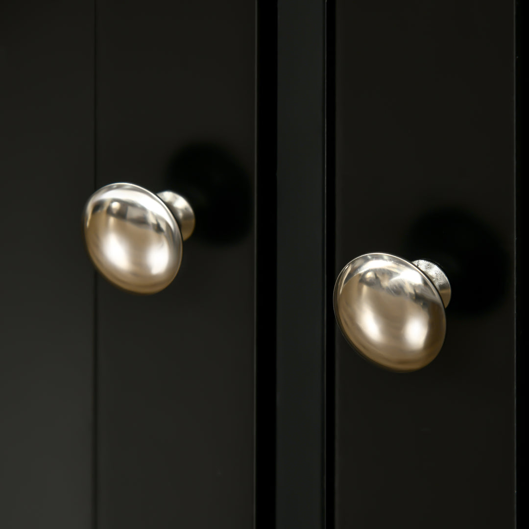 MCL Sideboard with Rubberwood Top and Adjustable Shelves for Dining Room, Kitchen - Black