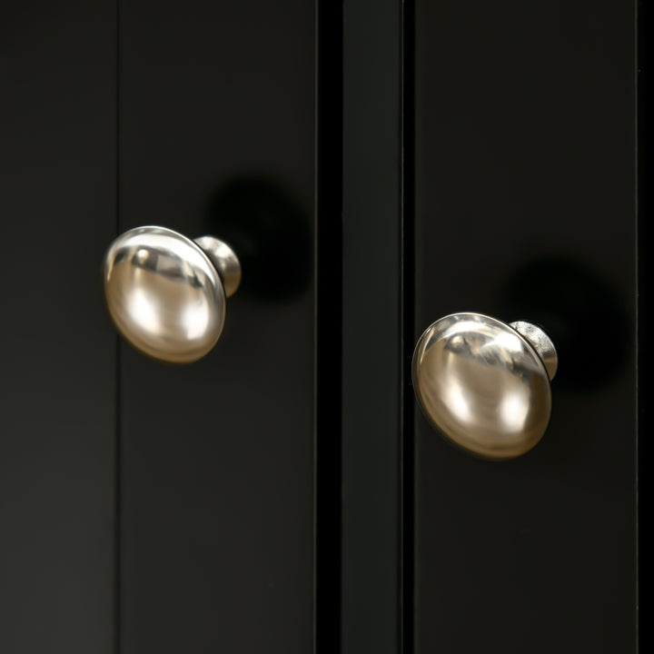 MCL Sideboard with Rubberwood Top and Adjustable Shelves for Dining Room, Kitchen - Black