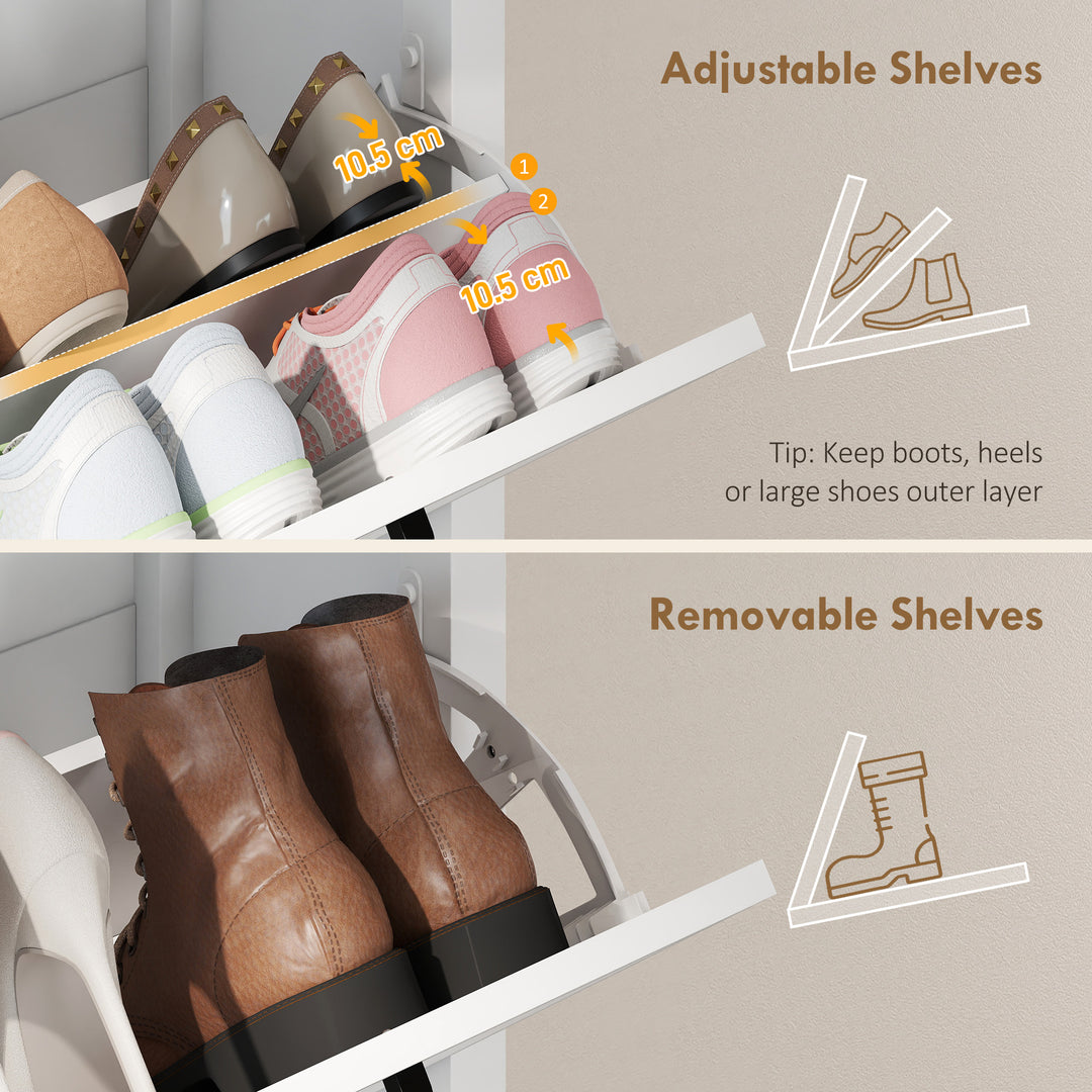 Shoe Cabinet with 3 Flip Drawers, Farmhouse Narrow Shoe Storage Cabine